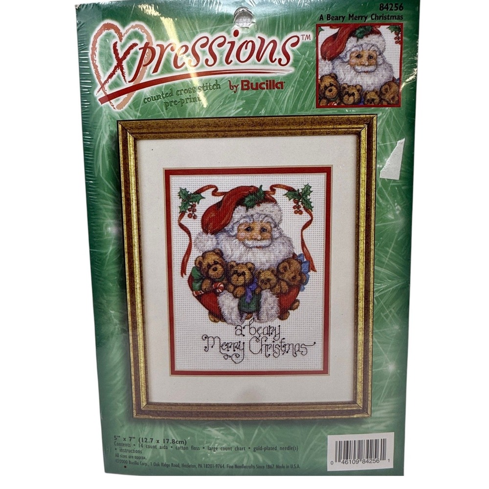 New Bucilla Xpressions Counted Cross Stitch Kit Santa Bears Christmas 84256